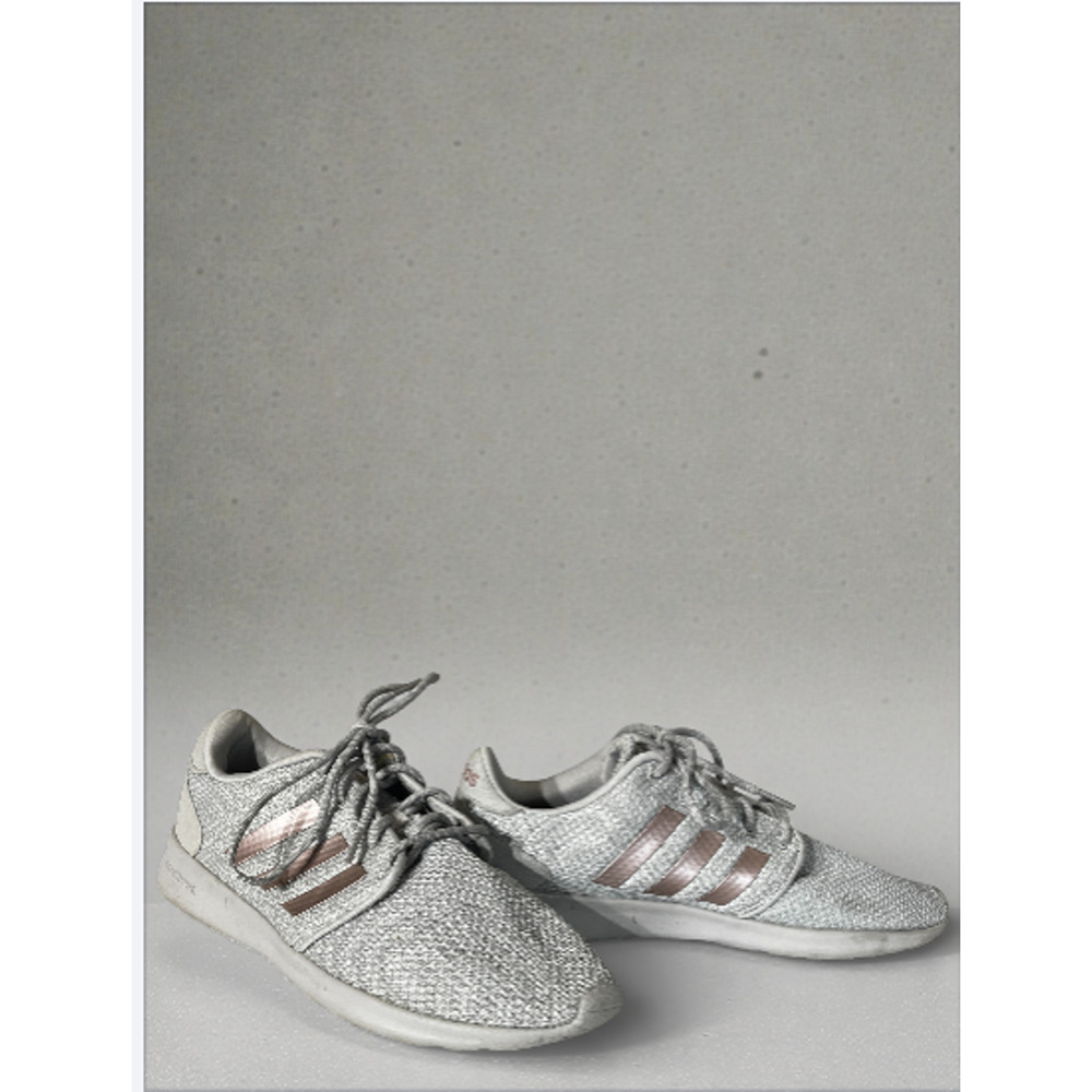 Adidas Cloudfoam Shoes Women 8.5 Grey Silver Pink Running Sneaker
